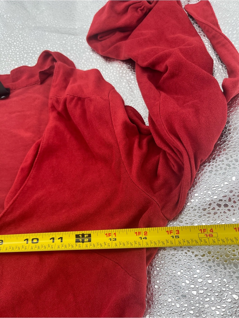 Laundry Shelli Segal Red Suede-Look Long Sleeve Tie Front Mini Dress USA XS Sz 2 - Picture 15 of 16